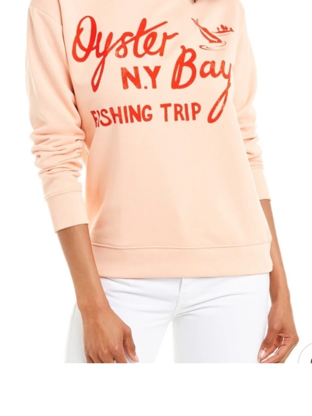 J. Crew Women’s Oyster Bay Cotton Sweatshirt Crewneck Long Sleeve Peach Medium